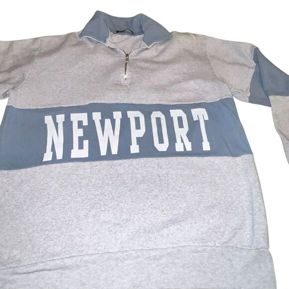 BRANDY MELVILLE Newport 1/4 Zip Sweatshirt Isabella Blue Grey MED - Picture 4 of 10
